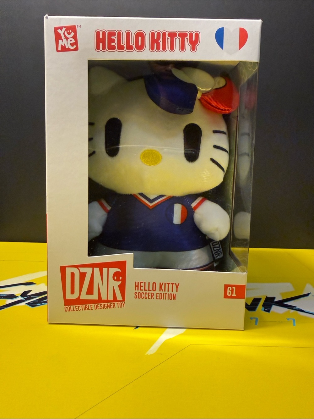 YuMe DZNR Hello Kitty- SOCCER EDITION- Hello Kitty FRANCE Boxed 8” Plush- SEALED